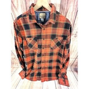 Vintage Sears Roebuck & Co Men Flannel Shirt XL Red Black Cotton XLARGE